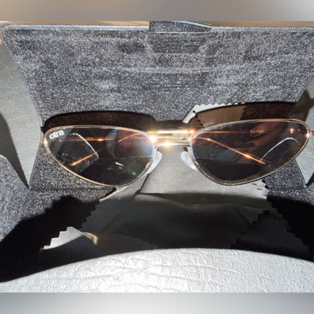 Aura Gold and Black Cat-Eye Sunglasses